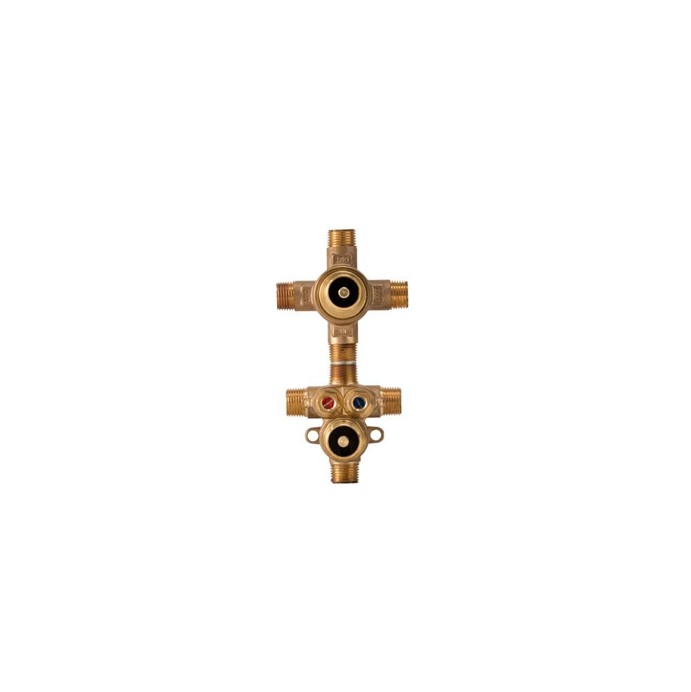 DXV - 2-Handle Thermostatic Rough Valve with 3-Way Diverter Non-Shared Functions - Unfinished