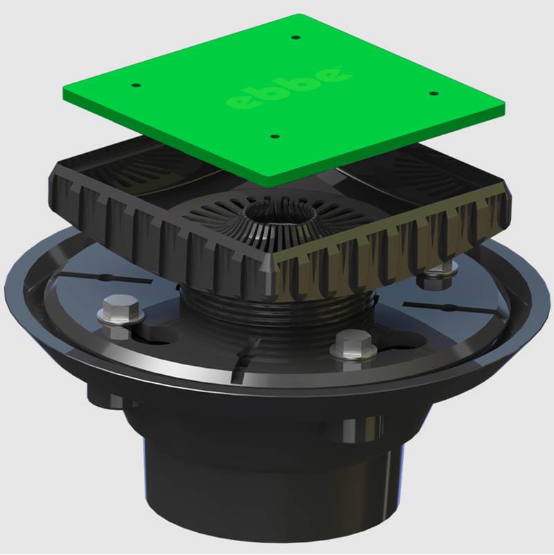 Ebbe - ABS Clamp Collar Drain Bundle - (ABS Clamp Collar Drain Base and Ebbe Square Riser) - No Finish