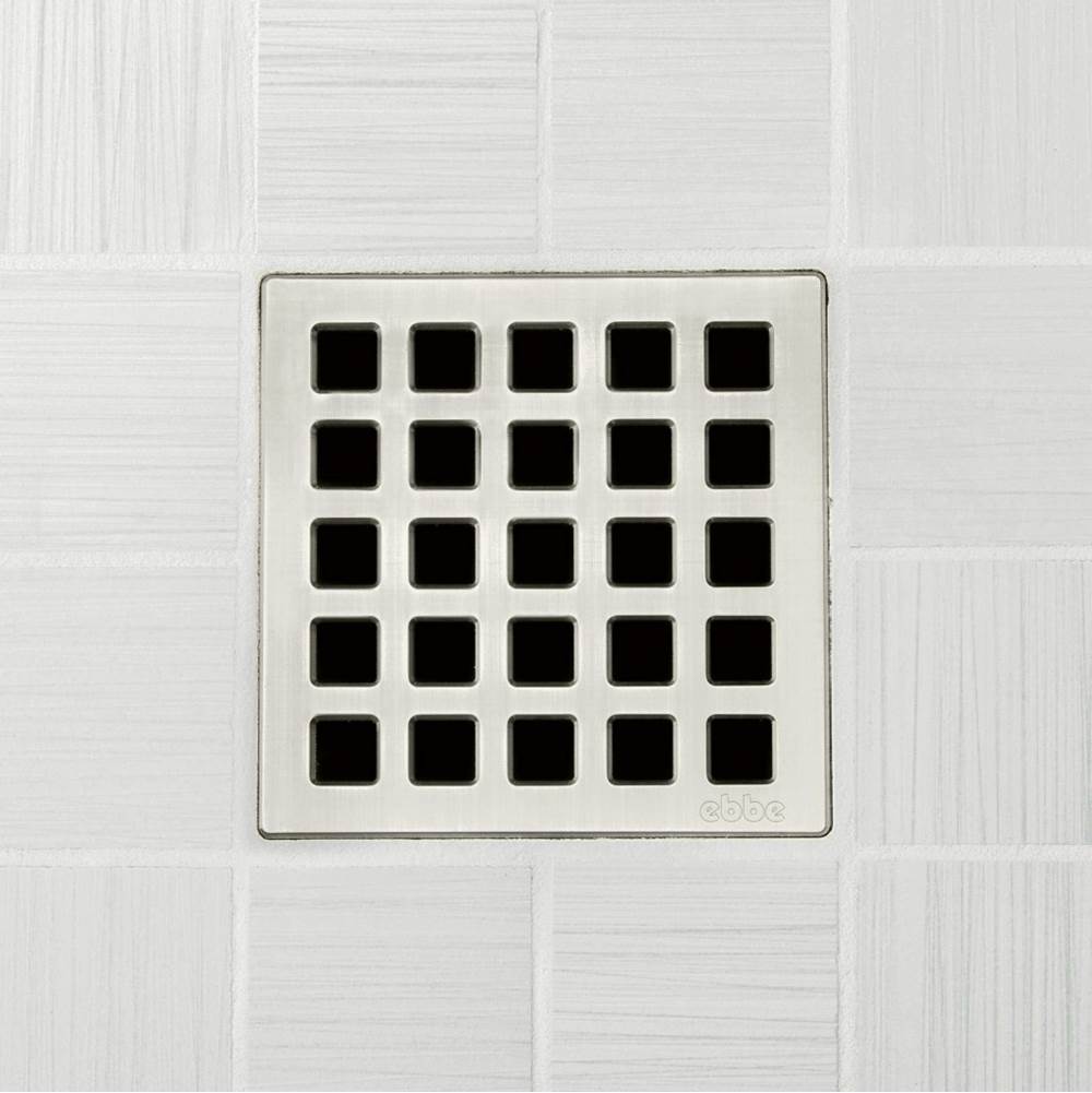 Ebbe - QUADRA - Brushed Nickel - Unique Drain Cover - Brushed Nickel