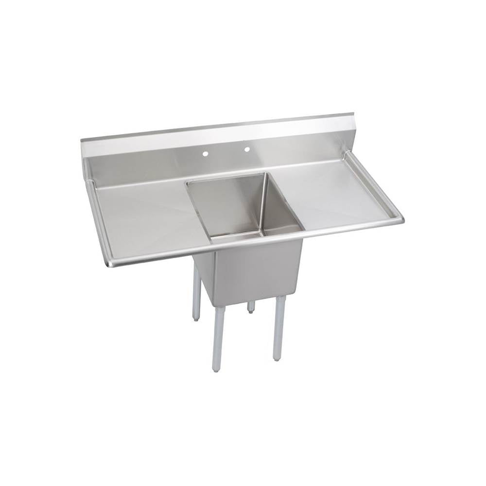 Elkay - 1 Compartment Sink, 52X26 OA, 16X20 Bowl, 14 Deep, L & R 18'' DBs, SS Legs, 16 GA 300 Series SS, NSF - No.4 Finish