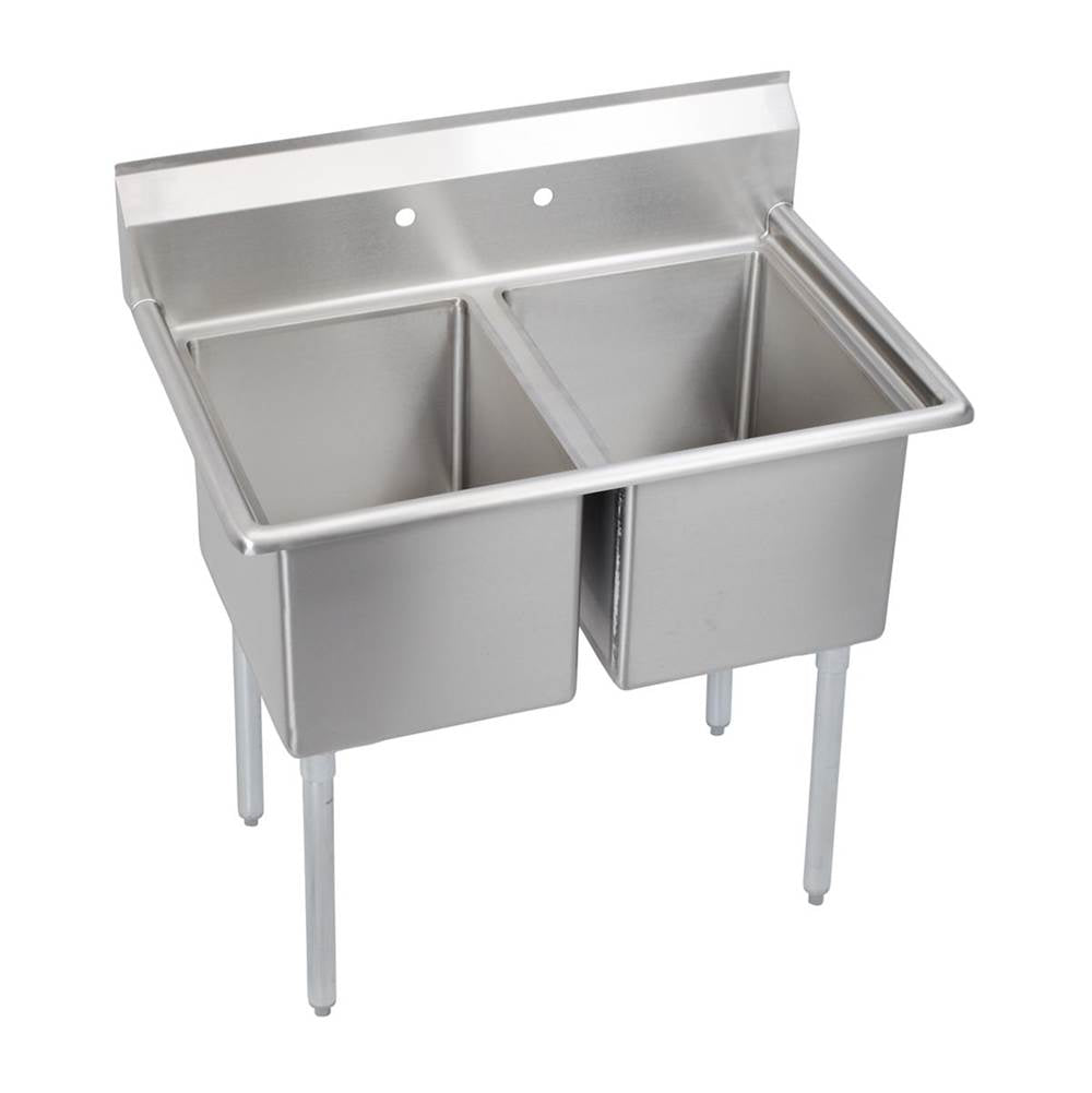 Elkay - 2 Compartment Sink, 43X30 OA, 18X24 Bowl, 12 Deep, No DBs, SS Legs, 16 GA 300 Series SS, NSF - No.4 Finish