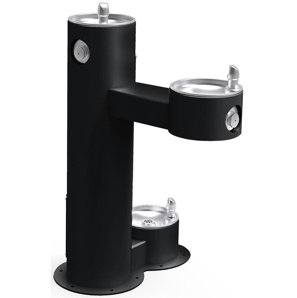Elkay - Halsey Taylor Endura II Tubular Outdoor Fountain, Bi-Level Pedestal w/ Pet Station, Non-Filtered Non-Refrigerated FR, Black - Black