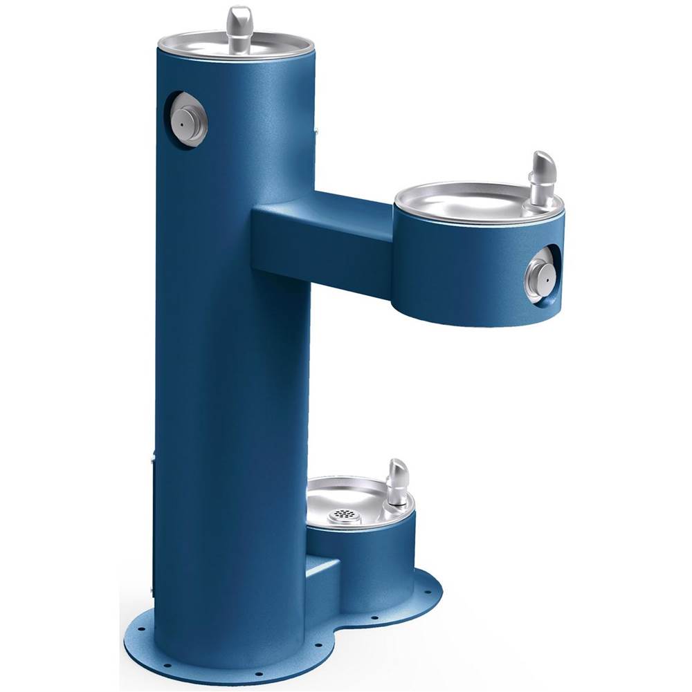 Elkay - Halsey Taylor Endura II Tubular Outdoor Fountain, Bi-Level Pedestal w/ Pet Station, Non-Filtered Non-Refrigerated FR, Blue - Blue