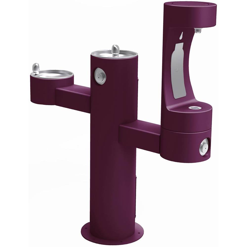Elkay - Halsey Taylor Endura II Outdoor HydroBoost Bottle Filling Station, Tri-Level Pedestal Non-Filtered Non-Refrigerated FR, Purple - Purple