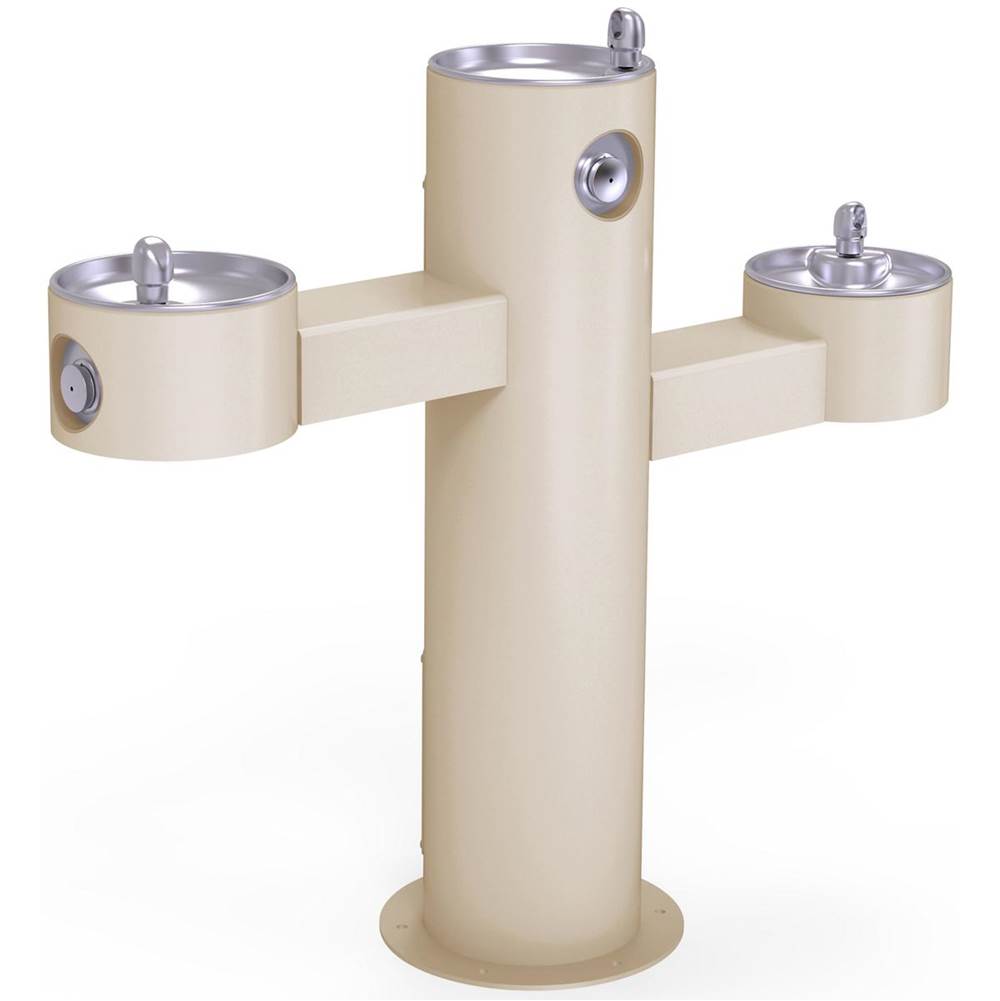 Elkay - Halsey Taylor Endura II Tubular Outdoor Fountain, Tri-Level Pedestal Non-Filtered Non-Refrigerated, Beige - Beige