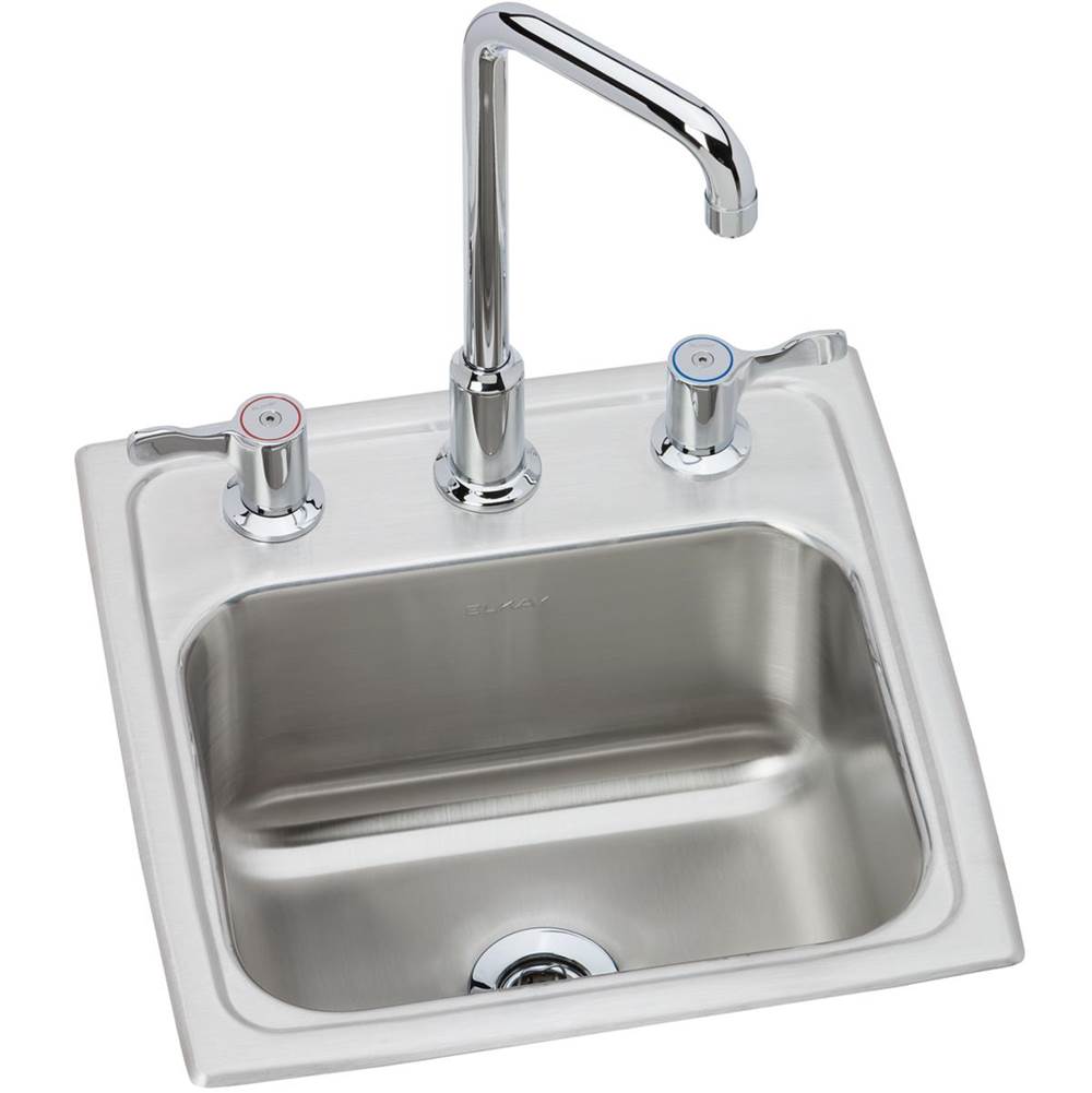 Elkay - 18 Gauge Stainless Steel 15'' x 15'' x 7.125'' Single Bowl Drop-in Bar/Prep Sink Kit - Lustrous Satin