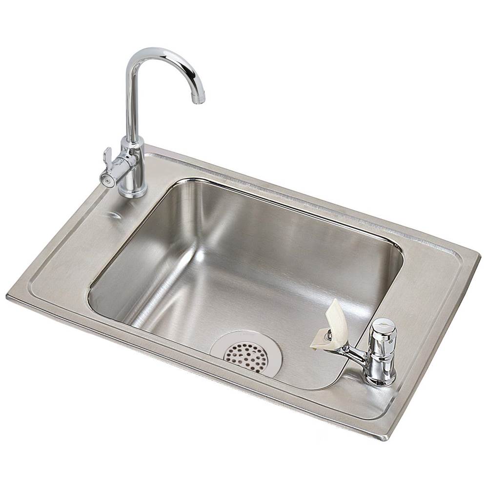 Elkay - 20 Gauge Stainless Steel 25'' x 17'' x 6.875'' Single Bowl Drop-in Sink Kit - Brushed Satin