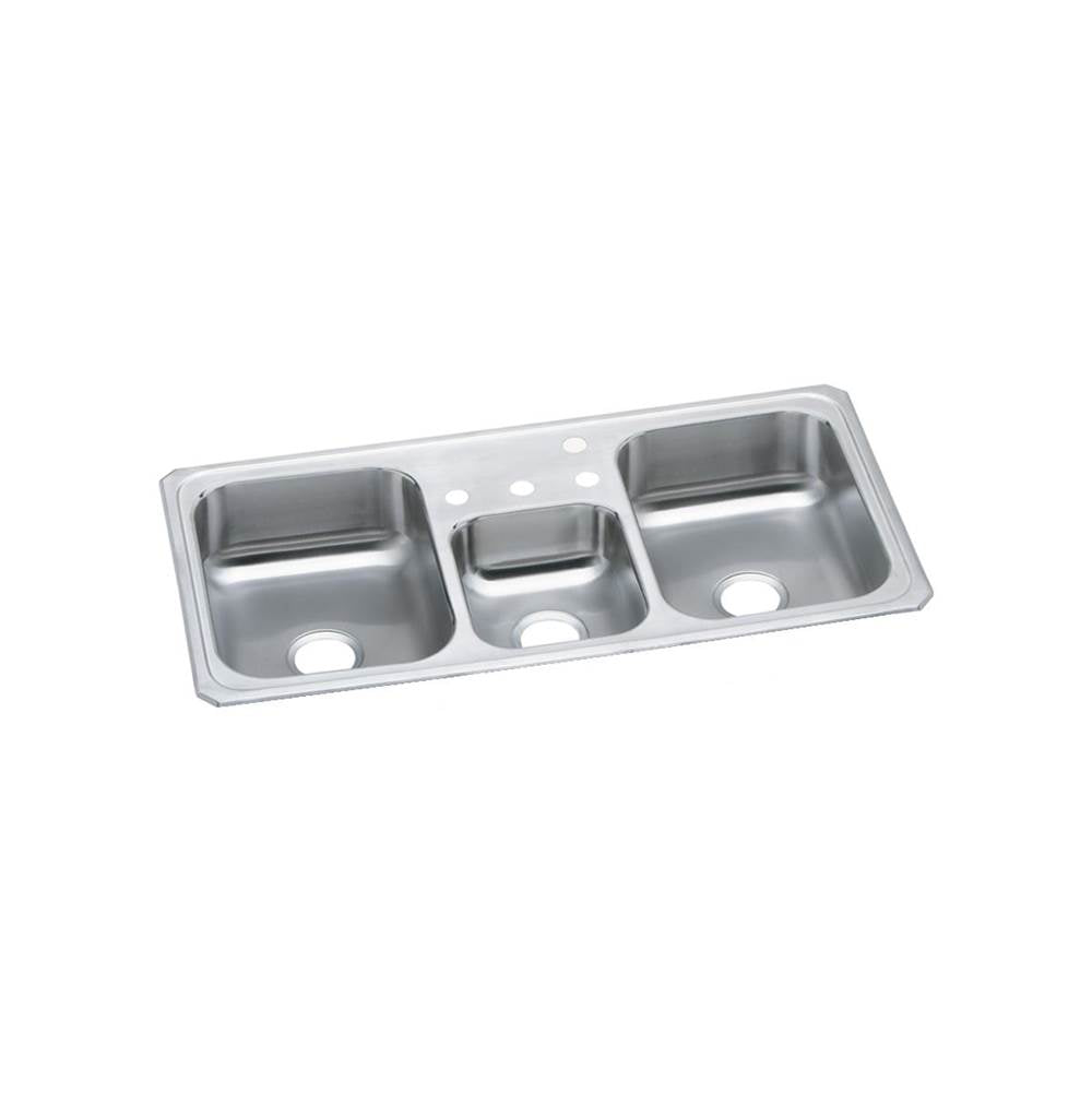 Elkay - 20 Gauge Stainless Steel 43'' x 22'' x 7'' Triple Bowl Drop-in Kitchen Sink - Brushed Satin