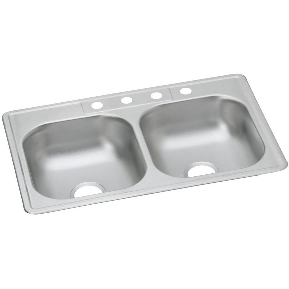 Elkay - 22 Gauge Stainless Steel 33'' x 22'' x 6.5625'' Double Bowl Drop-in Kitchen Sink - Satin