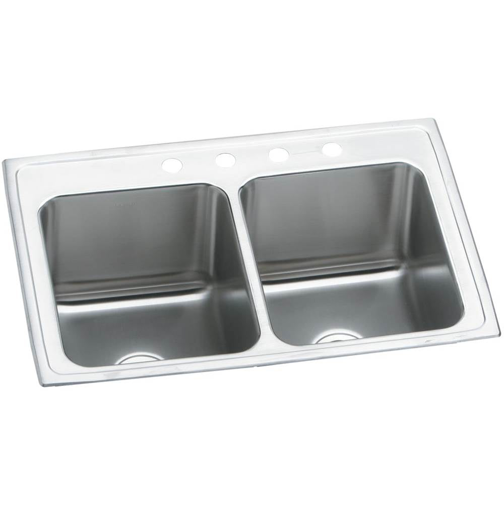 Elkay - 18 Gauge Stainless Steel 33'' x 22'' x 12.125'' Double Bowl Drop-in Kitchen Sink - Lustrous Satin