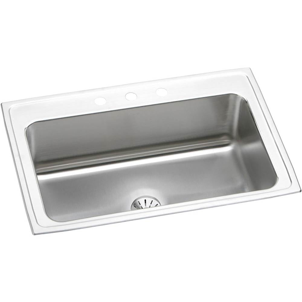 Elkay - 18 Gauge Stainless Steel 33'' x 22'' x 10'' Single Bowl Drop-in Kitchen Sink Kit - Lustrous Satin