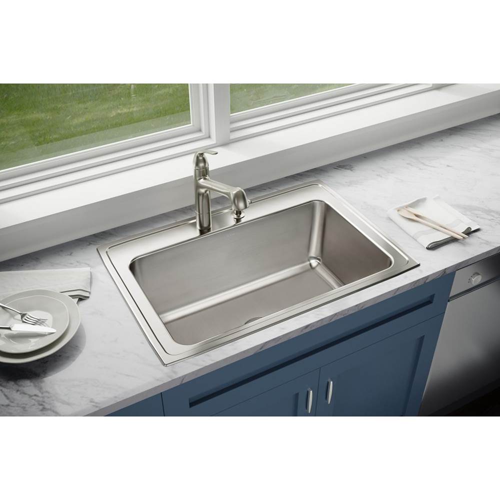 18 Gauge Stainless Steel 33'' x 22'' x 11.625'' Single Bowl Drop-in Kitchen Sink