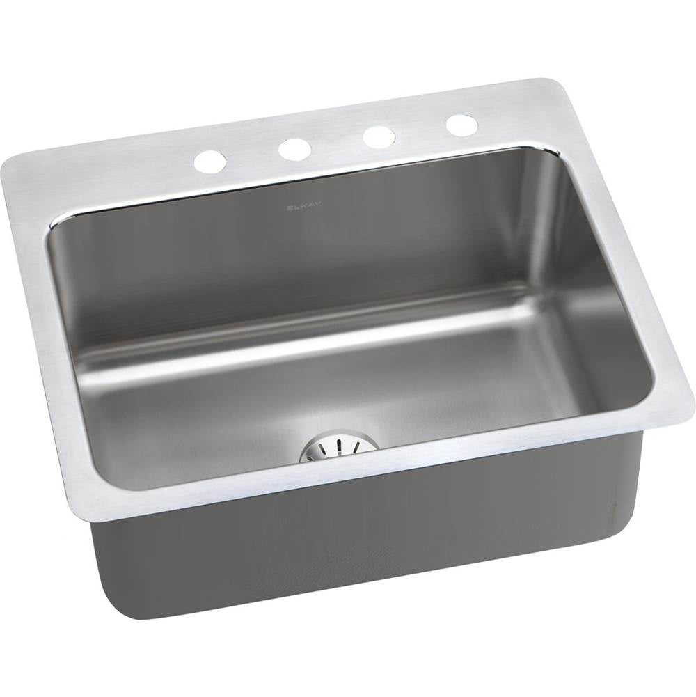 Elkay - 18 Gauge Stainless Steel 27'' x 22'' x 10'' Single Bowl Dual Mount Kitchen Sink Kit - Lustertone