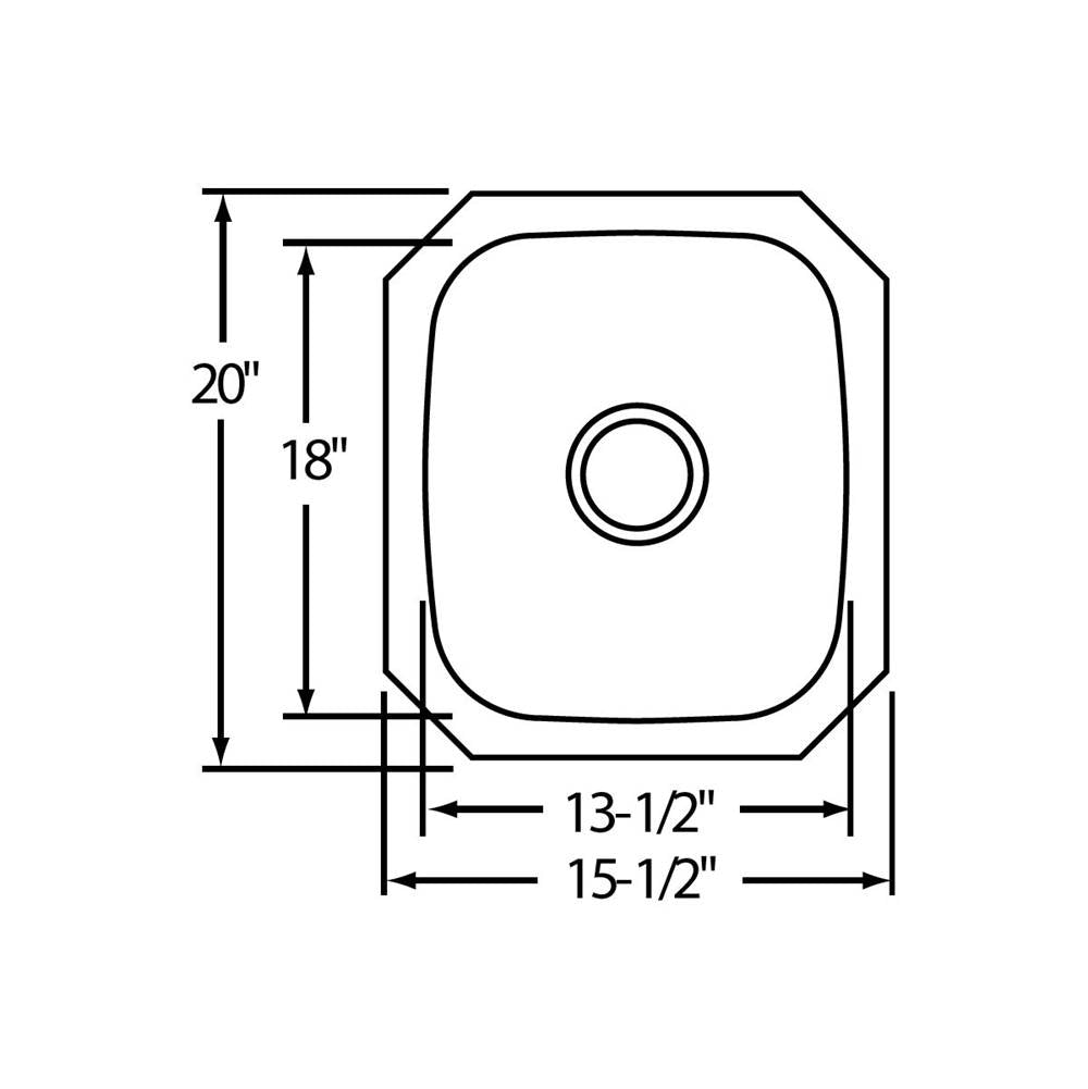 18 Gauge Stainless Steel 16'' x 20.5'' x 8'' Single Bowl Undermount Bar/Prep Sink
