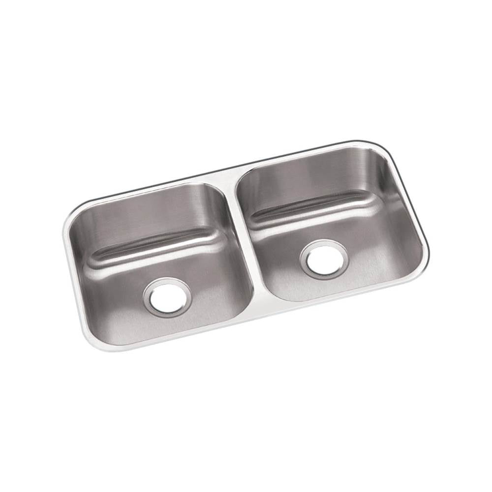 Elkay - 18 Gauge Stainless Steel 31.75'' x 18.25'' x 8'' Double Bowl Undermount Kitchen Sink - Radiant Satin