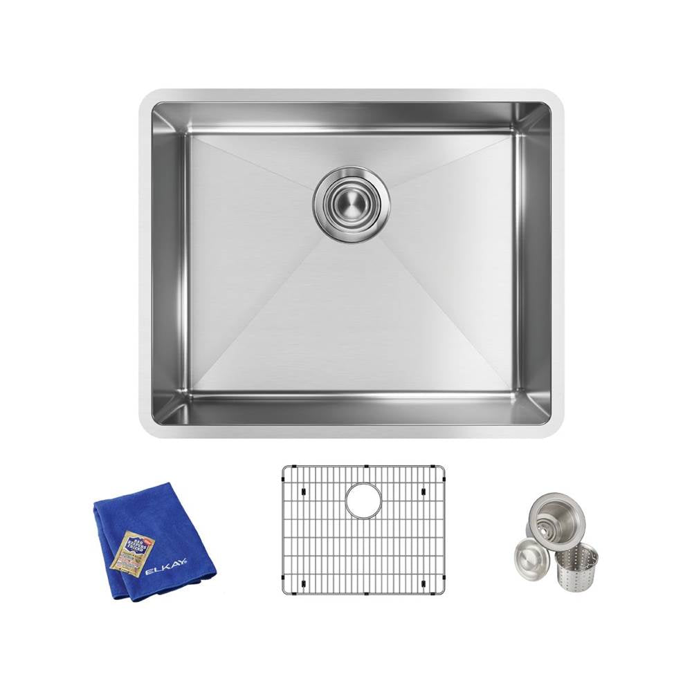 18 Gauge Stainless Steel 22.5'' x 18.5'' x 9'' Single Bowl Undermount Kit