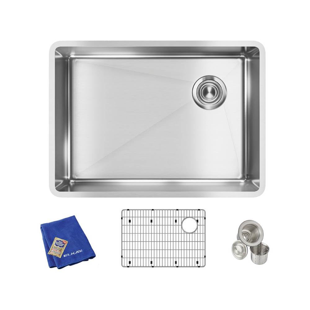 18 Gauge Stainless Steel 25.5'' x 18.5'' x 9'' Single Bowl Undermount Kit