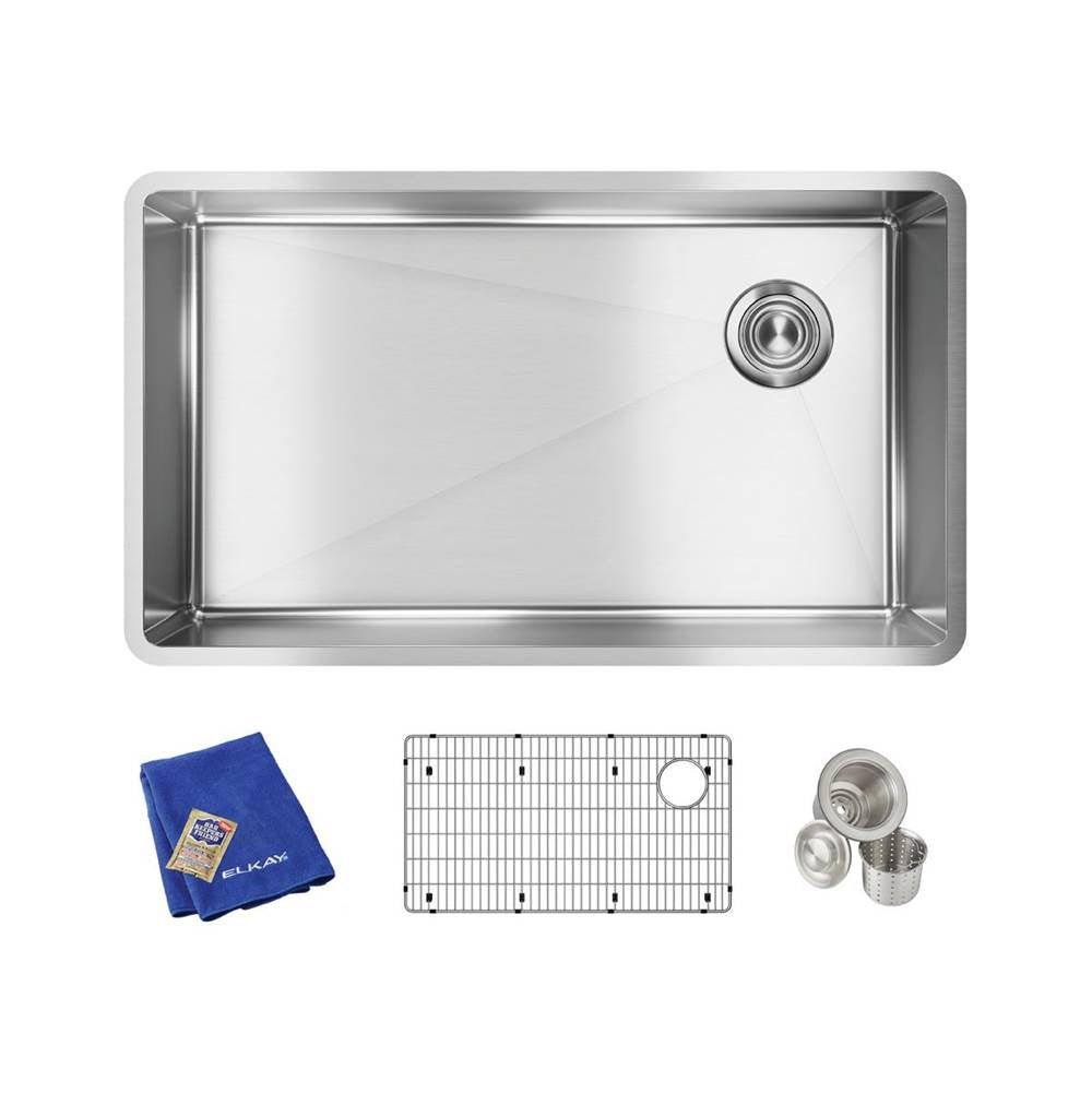 18 Gauge Stainless Steel 31.5'' x 18.5'' x 9'' Single Bowl Undermount Kit