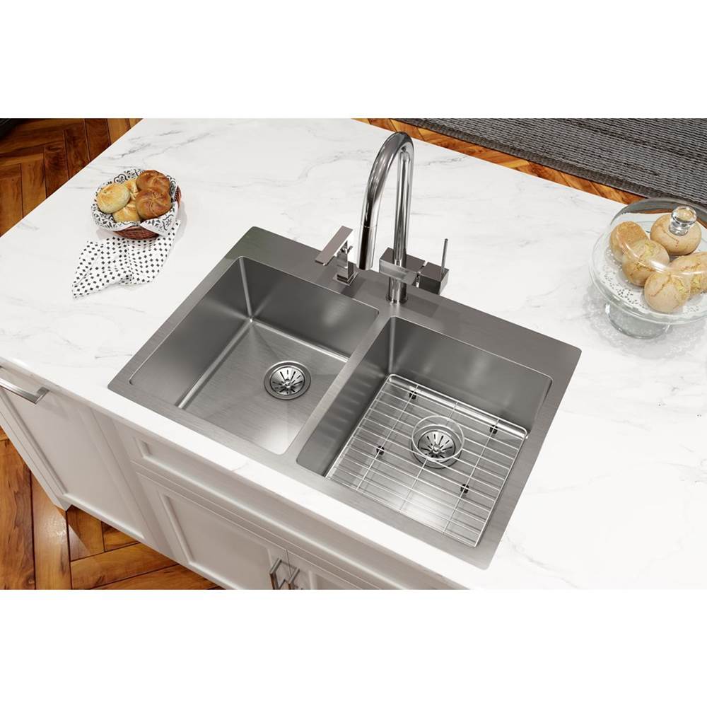 18 Gauge Stainless Steel 33'' x 22'' x 9'' Double Bowl Dual Mount Kitchen Sink Kit