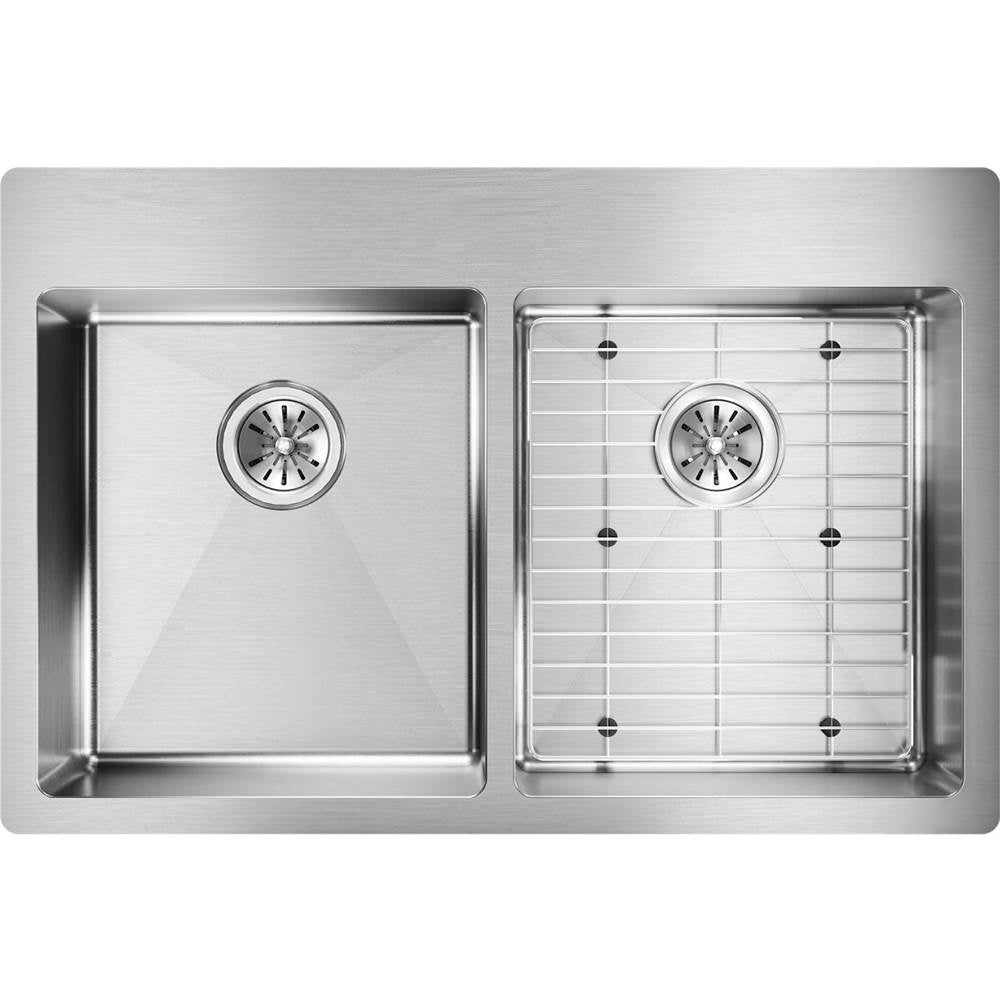 18 Gauge Stainless Steel 33'' x 22'' x 6'' Double Bowl Dual Mount Kitchen Sink Kit