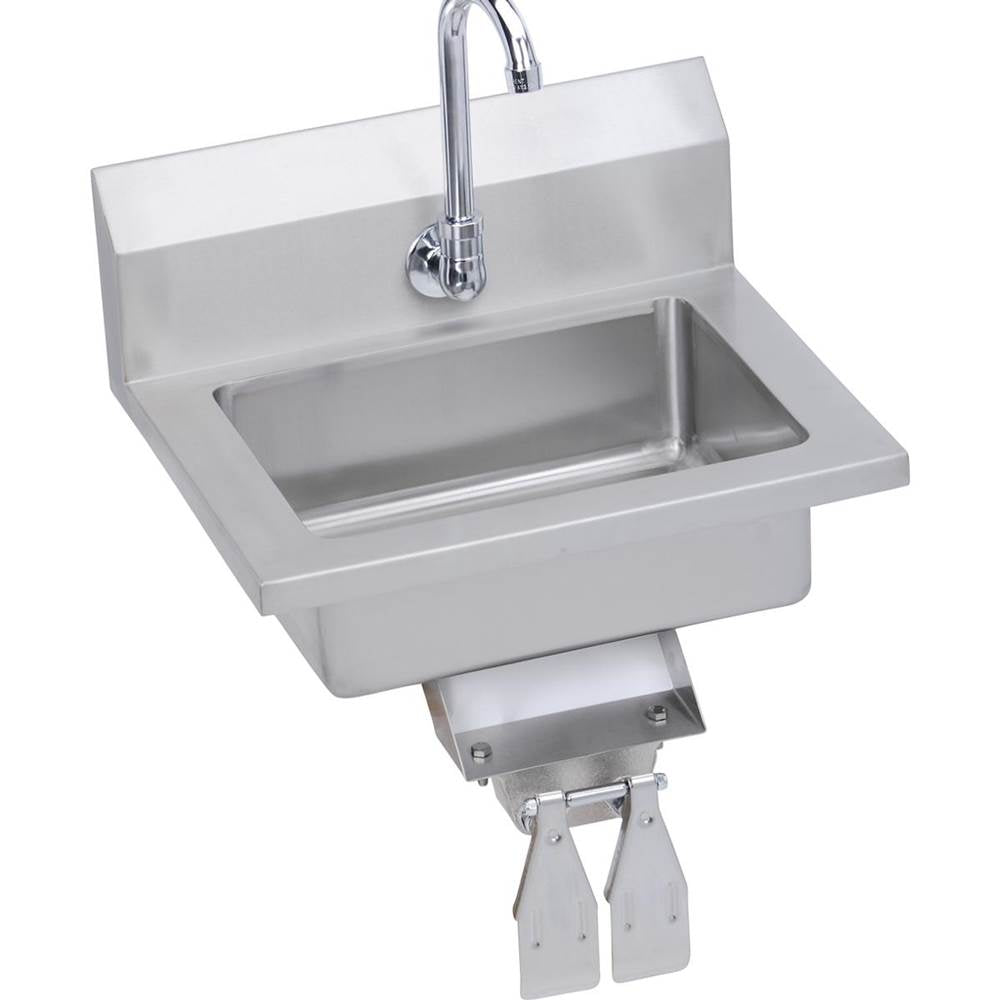 Elkay - Hand Sink, 18X15 OA, 14X10X5 Bowl, Knee Valve,Faucet, 18 GA 300 Series SS, NSF - No.4 Finish