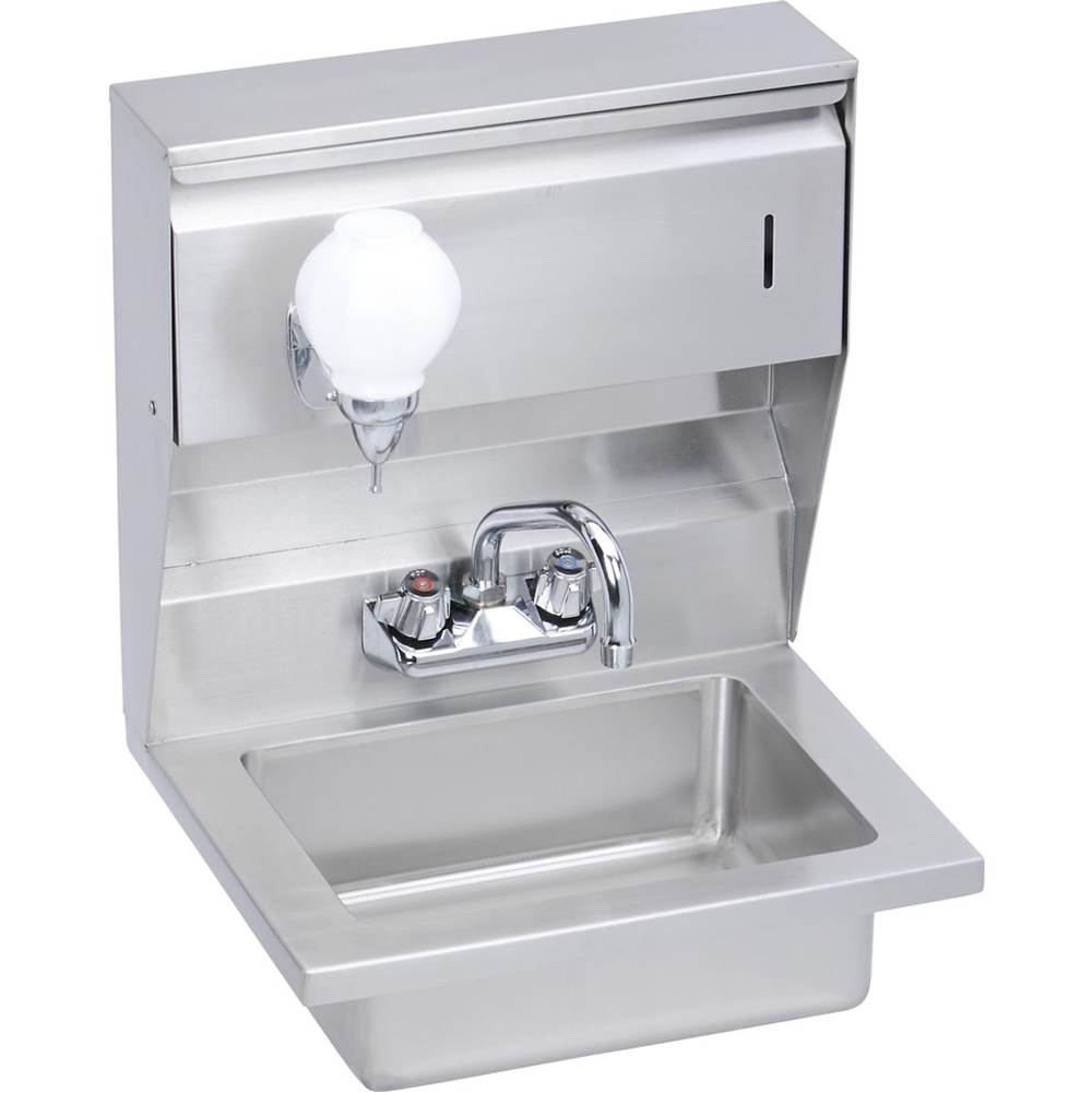Elkay - Hand Sink, 18X15 OA, 14X10X5 Bowl, Soap & Towel Dispenser, Faucet, 18 GA 300 Series SS, NSF - No.4 Finish