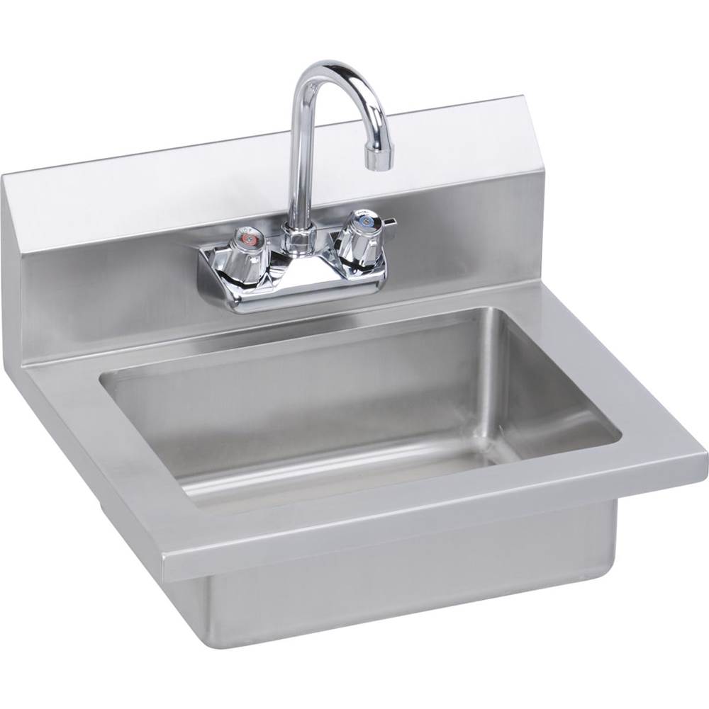 Elkay - Hand Sink, 18X15 OA, 14X10X5 Bowl, Faucet, 18 GA 300 Series SS, NSF - No.4 Finish