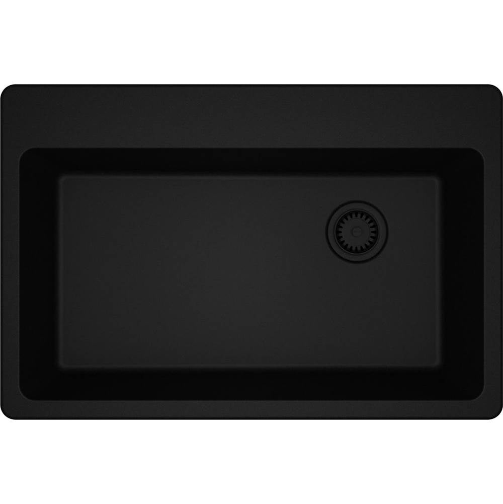 Quartz Classic 33'' x 22'' x 9-1/2'' Single Bowl Drop-in Sink, Black