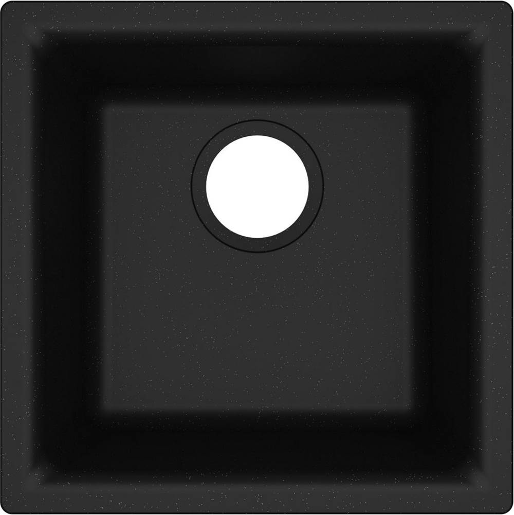 Quartz Classic 15-3/4'' x 15-3/4'' x 7-11/16'' Single Bowl Dual Mount Bar Sink, Black