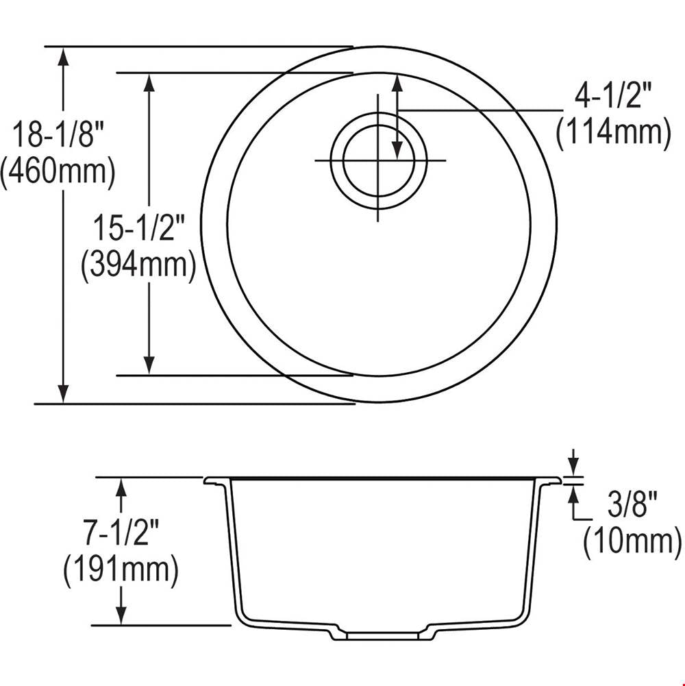 Quartz Classic 18-1/8'' x 18-1/8'' x 7-1/2'' Single Bowl Dual Mount Bar Sink, Black