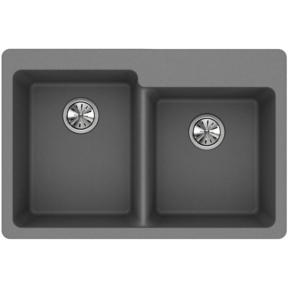 Quartz Classic 33'' x 22'' x 9-1/2'' Double Bowl Drop-in Sink, Black