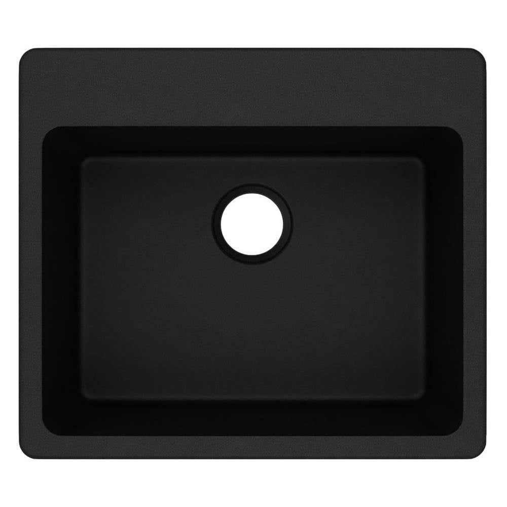 Quartz Classic 25'' x 22'' x 9-1/2'' Single Bowl Drop-in Sink, Black