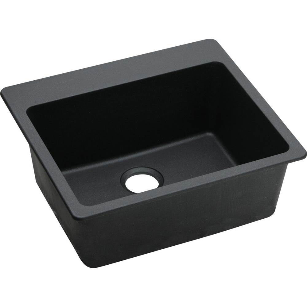 Elkay - Quartz Classic 25'' x 22'' x 9-1/2'' Single Bowl Drop-in Sink, Black - Black