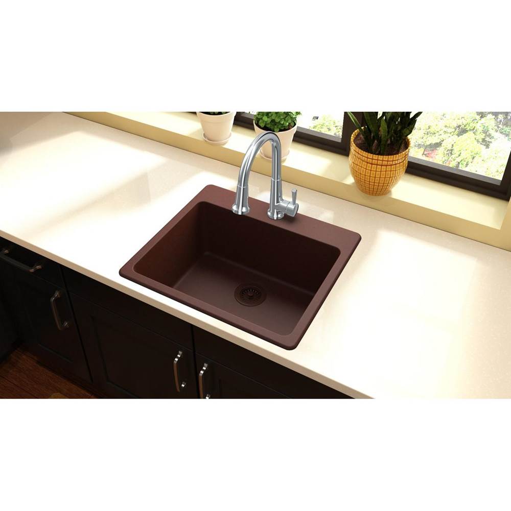 Quartz Classic 25'' x 22'' x 9-1/2'' Single Bowl Drop-in Sink, Black