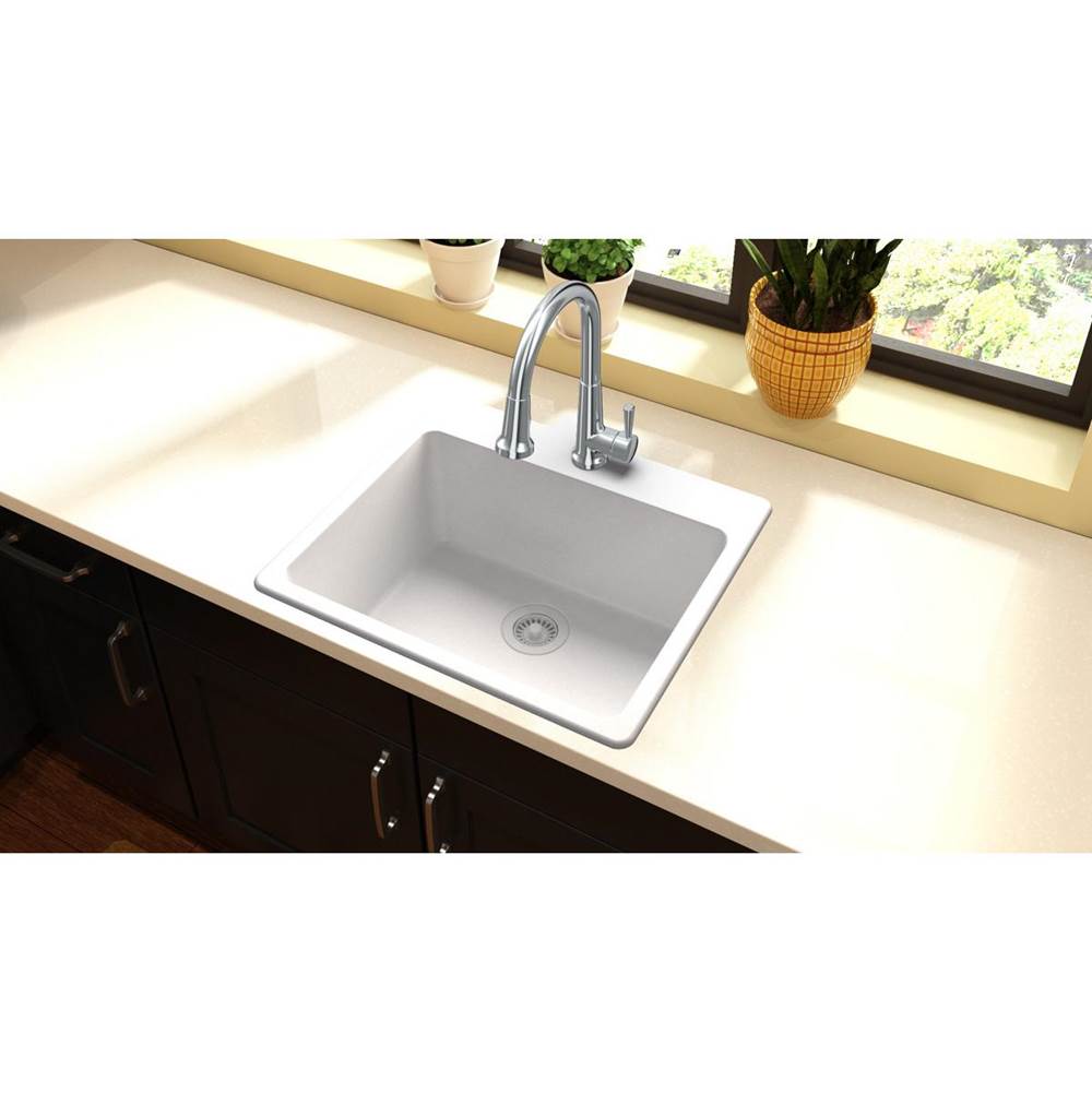 Quartz Classic 25'' x 22'' x 9-1/2'' Single Bowl Drop-in Sink, Black