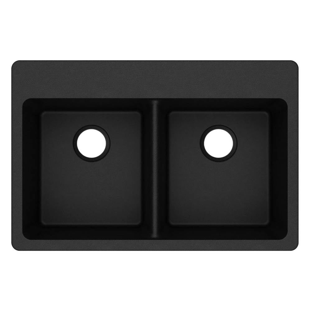Quartz Classic 33'' x 22'' x 9-1/2'' Double Bowl Drop-in Sink, Black