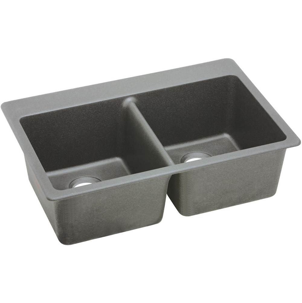 Elkay - Quartz Classic 33'' x 22'' x 9-1/2'' Double Bowl Drop-in Sink, Greystone - Greystone
