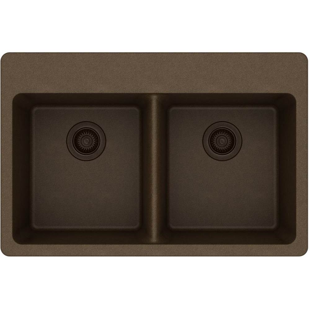 Quartz Classic 33'' x 22'' x 9-1/2'' Double Bowl Drop-in Sink, Black