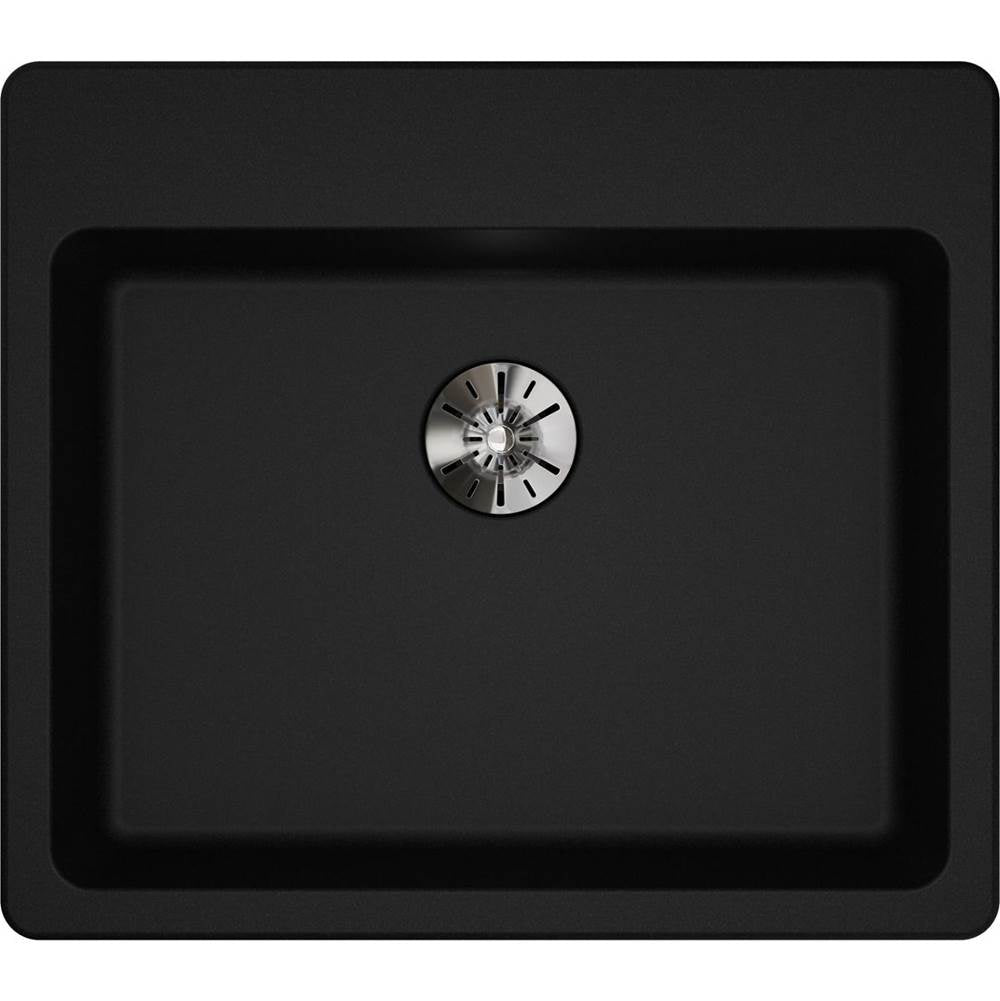 Quartz Classic 25'' x 22'' x 5-1/2'' Drop-in ADA Sink with Perfect Drain, Black