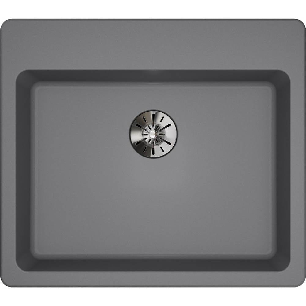 Quartz Classic 25'' x 22'' x 5-1/2'' Drop-in ADA Sink with Perfect Drain, Black