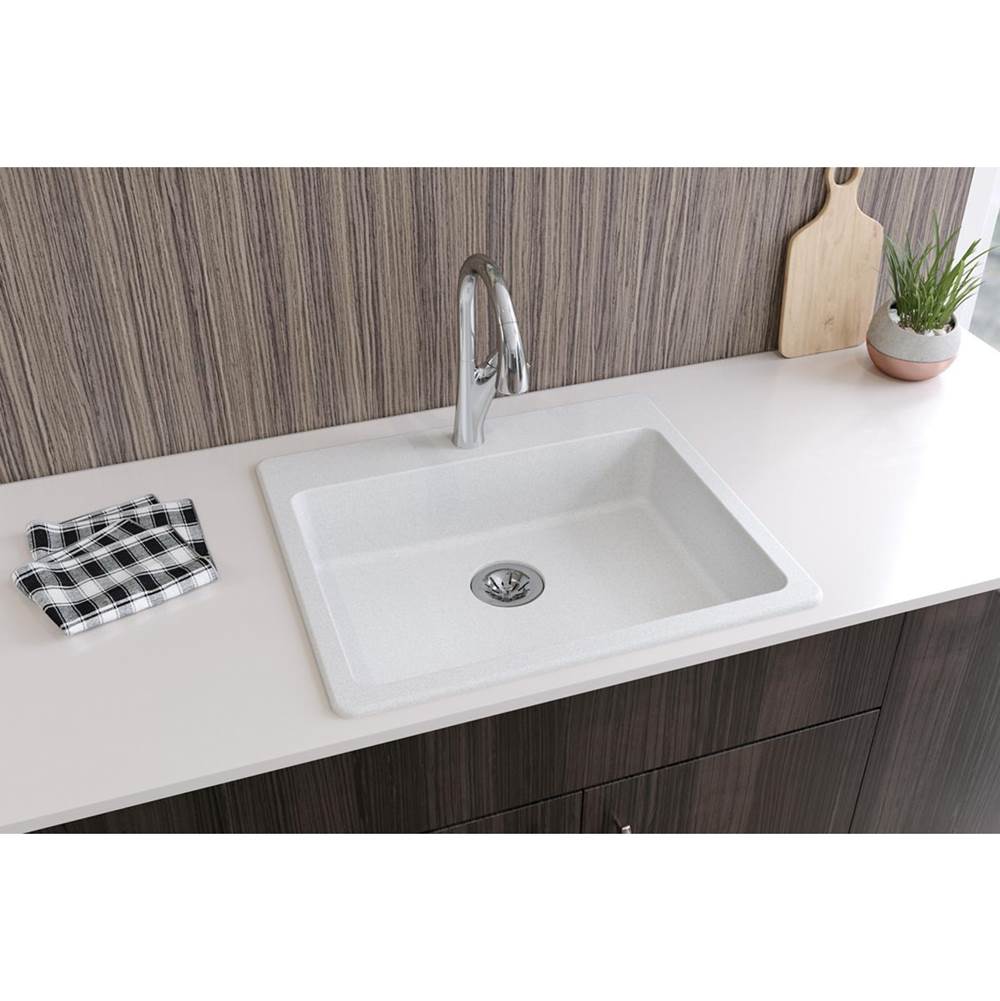 Quartz Classic 25'' x 22'' x 5-1/2'' Drop-in ADA Sink with Perfect Drain, Black