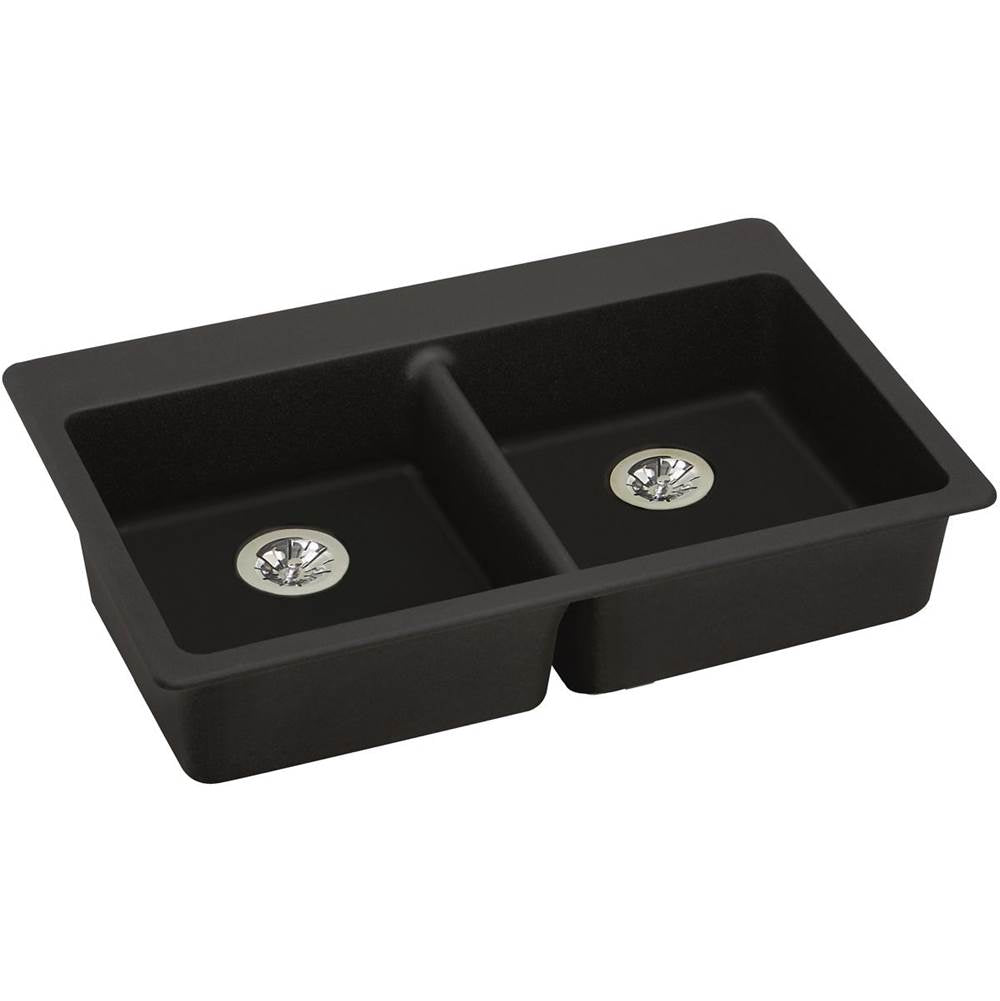 Elkay - Quartz Classic 33'' x 22'' x 5-1/2'' Drop-in ADA Sink with Perfect Drain, Black - Black