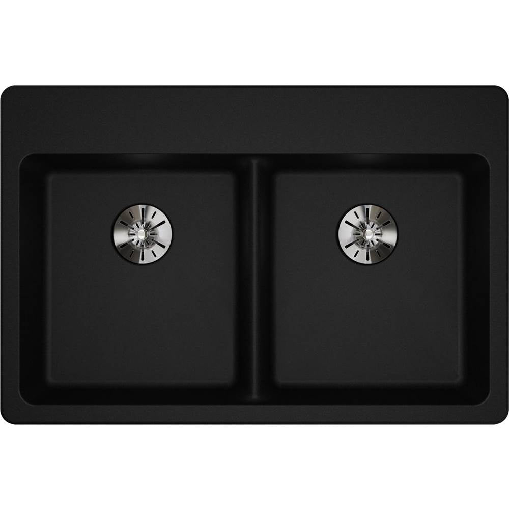 Quartz Classic 33'' x 22'' x 5-1/2'' Drop-in ADA Sink with Perfect Drain, Black