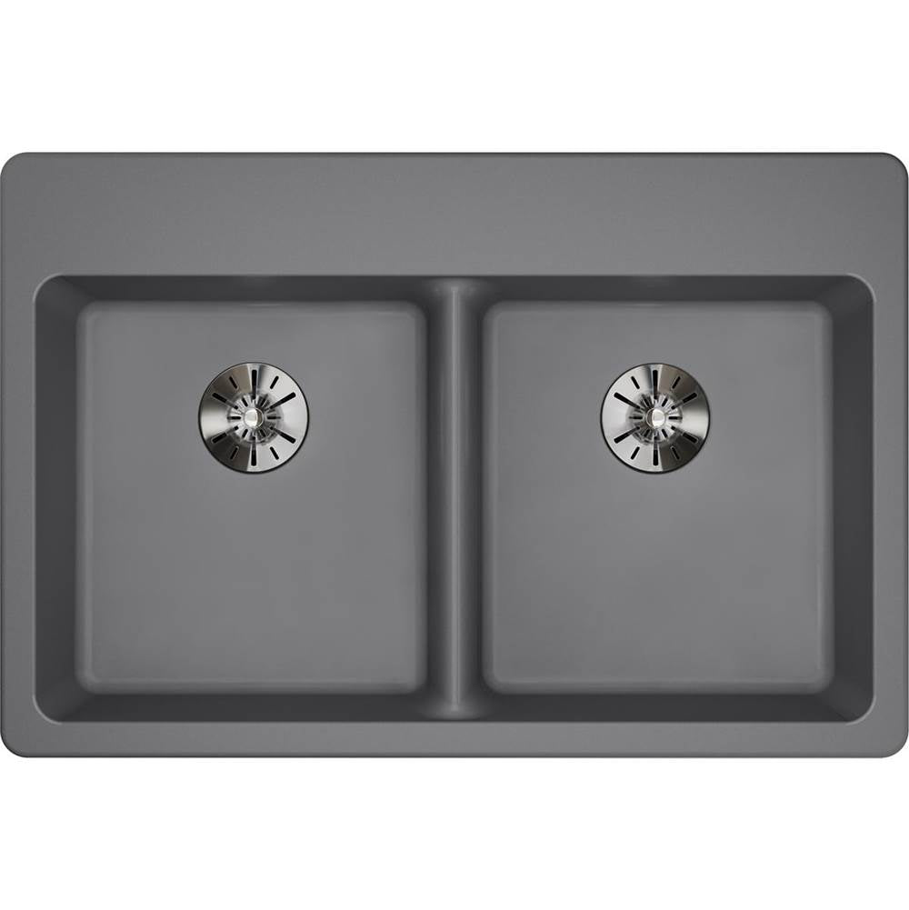 Quartz Classic 33'' x 22'' x 5-1/2'' Drop-in ADA Sink with Perfect Drain, Black