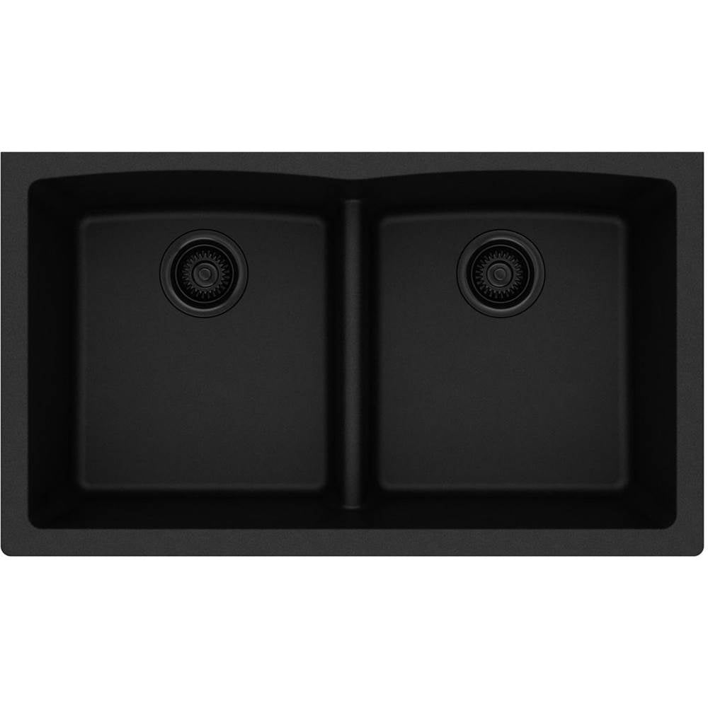 Quartz Classic 33'' x 19'' x 10'' Double Bowl Undermount Sink with Aqua Divide