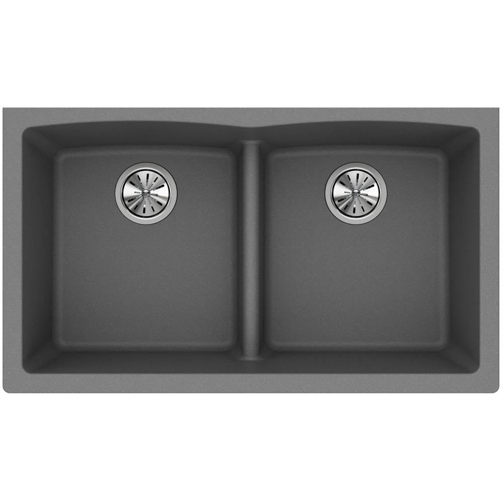 Quartz Classic 33'' x 19'' x 10'' Double Bowl Undermount Sink with Aqua Divide