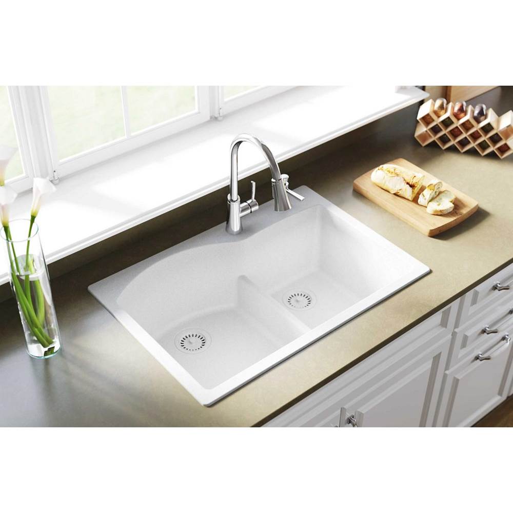 Quartz Classic 33'' x 22'' x 10'' Double Bowl Drop-in Sink with Aqua Divide