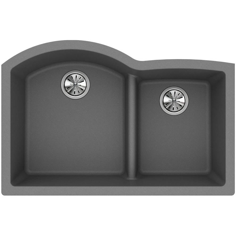 Quartz Classic 33'' x 22'' x 10'' Double Bowl Undermount Sink with Aqua Divide, Black