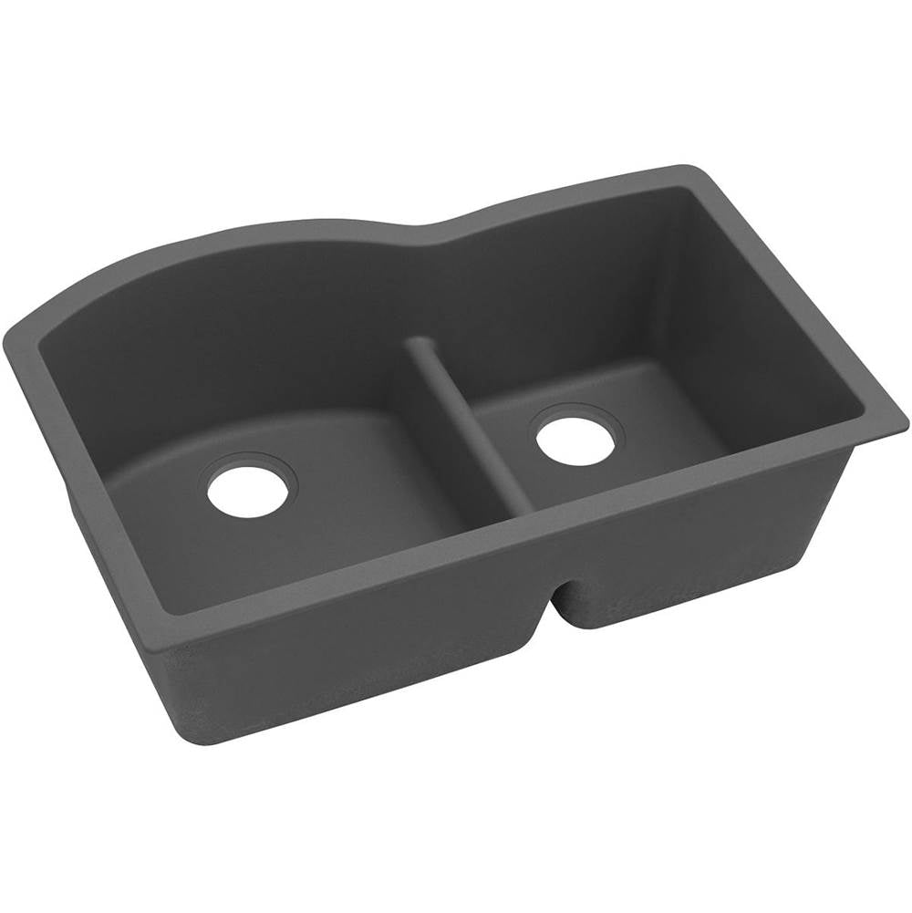 Elkay - Quartz Classic 33'' x 22'' x 10'' Double Bowl Undermount Sink with Aqua Divide, Dusk Gray - Dusk Gray