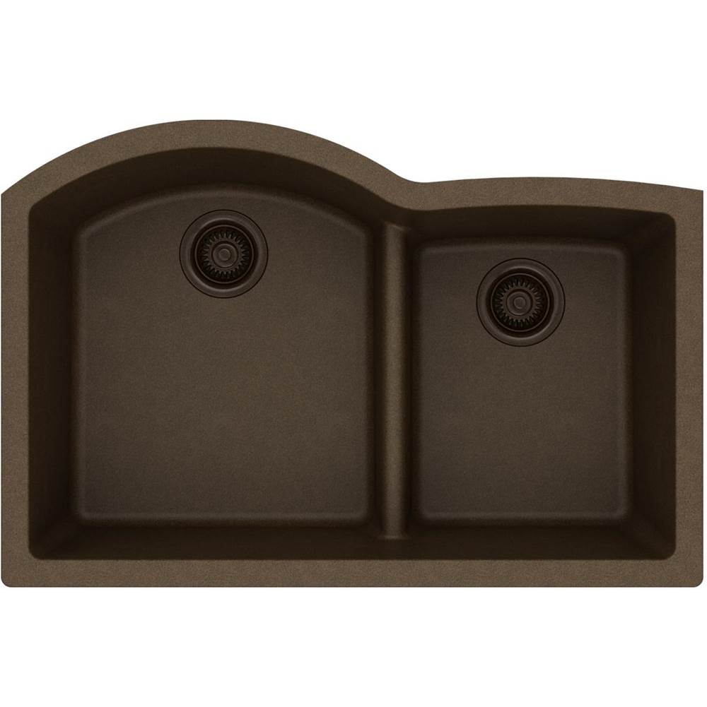 Quartz Classic 33'' x 22'' x 10'' Double Bowl Undermount Sink with Aqua Divide, Black